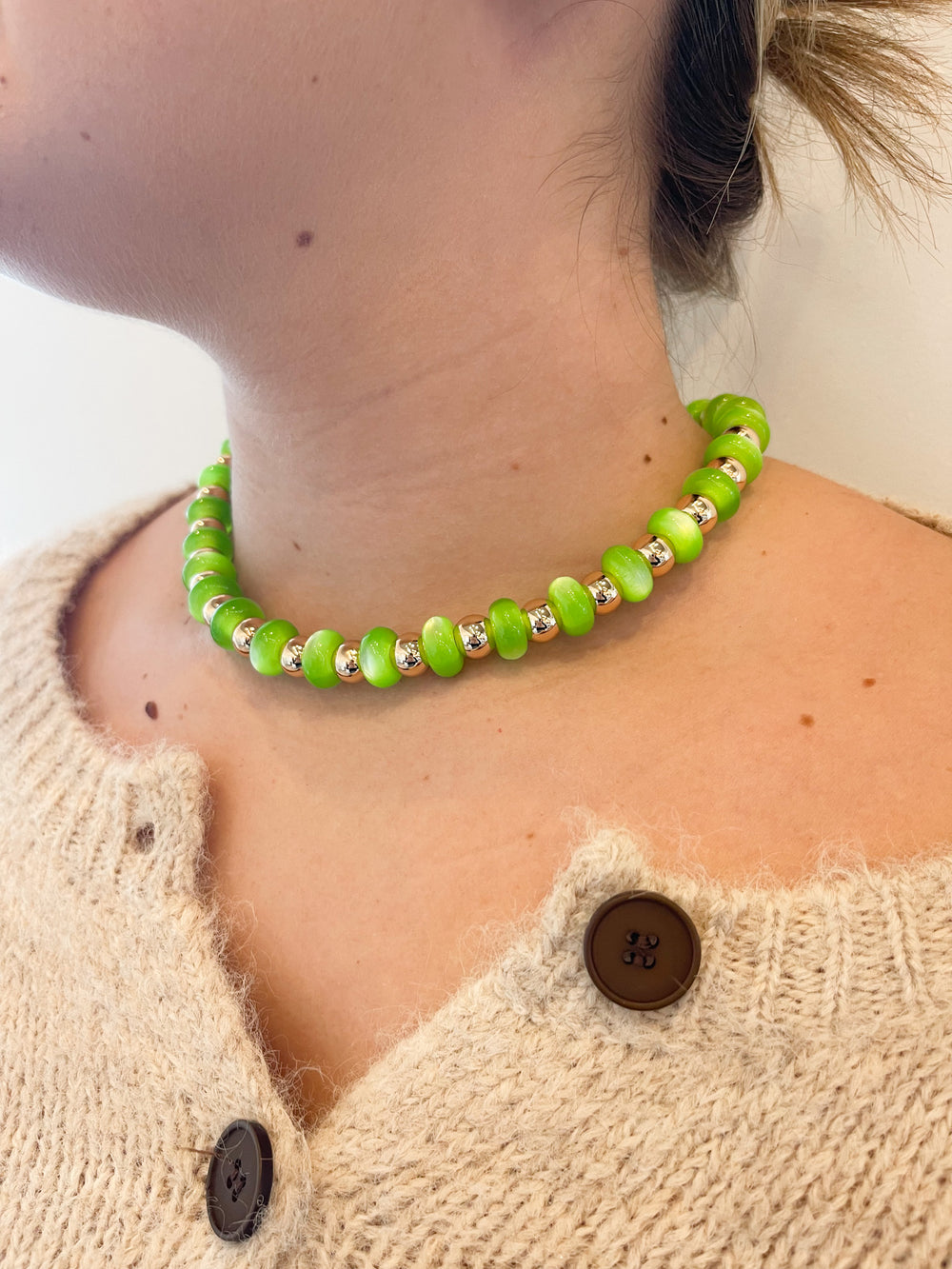 Caroline Beaded Necklace Green