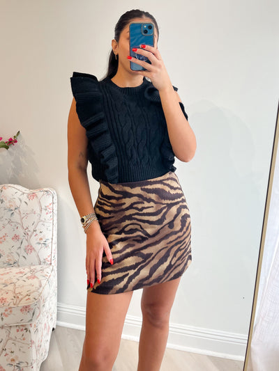Vivian Animal Print Suede Mini Skirt