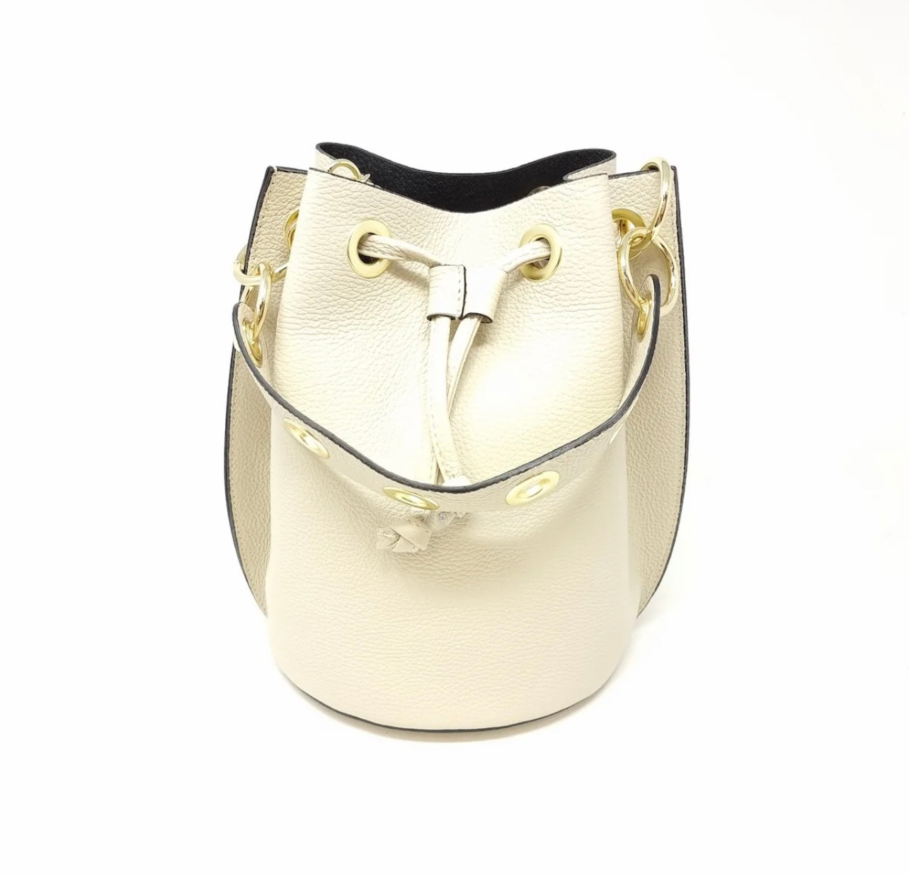 Big Leather Bucket Bag ivory