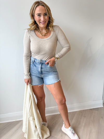 Second Skin Neck Top Oatmeal Heather