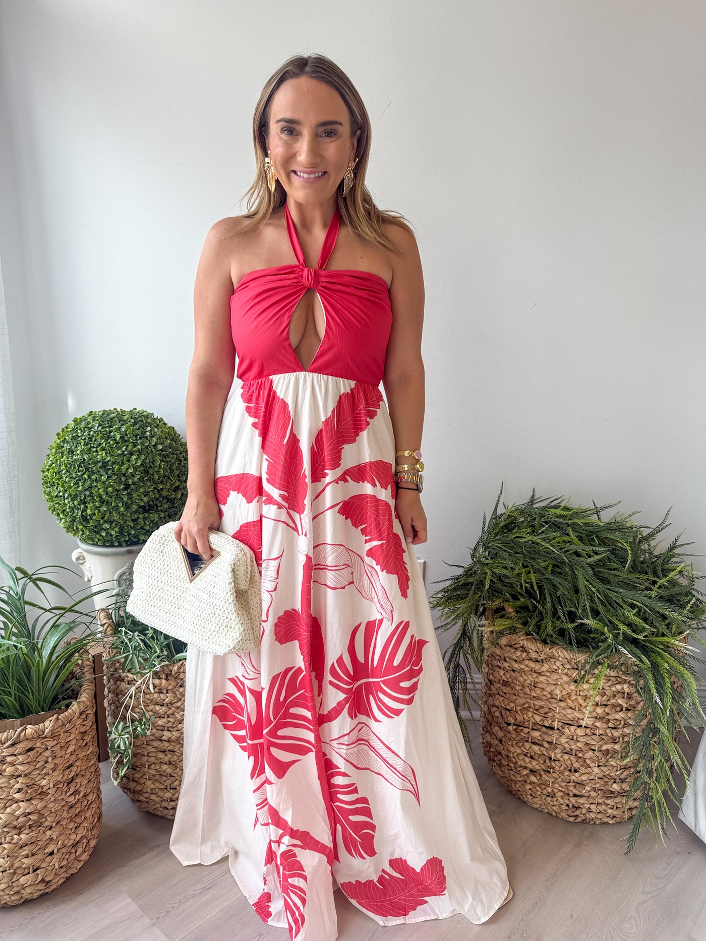 Sienna Printed Halter Maxi Dress