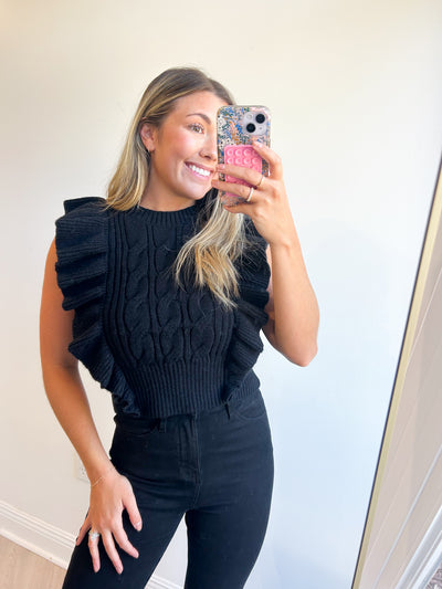 GirlyPop Ruffle Sweater Top