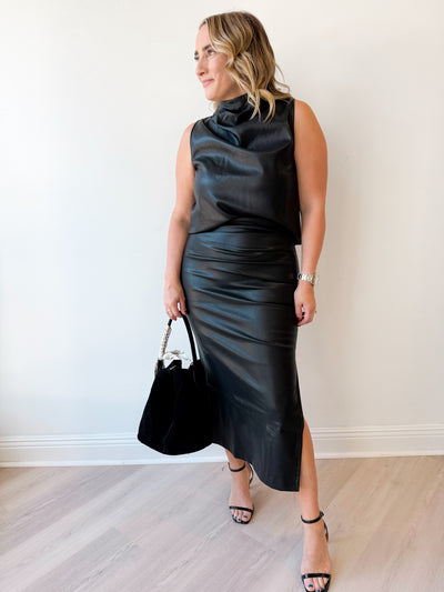 Colette Side Ruched Midi Skirt