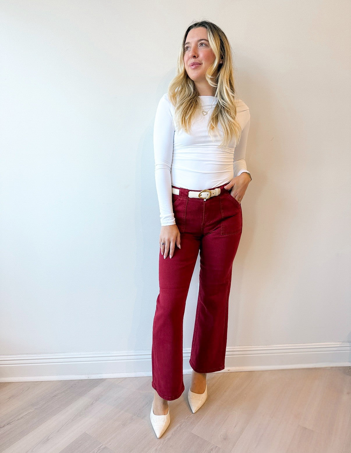 Kylie High Rise Ankle Flare Patch Pocket Pant
