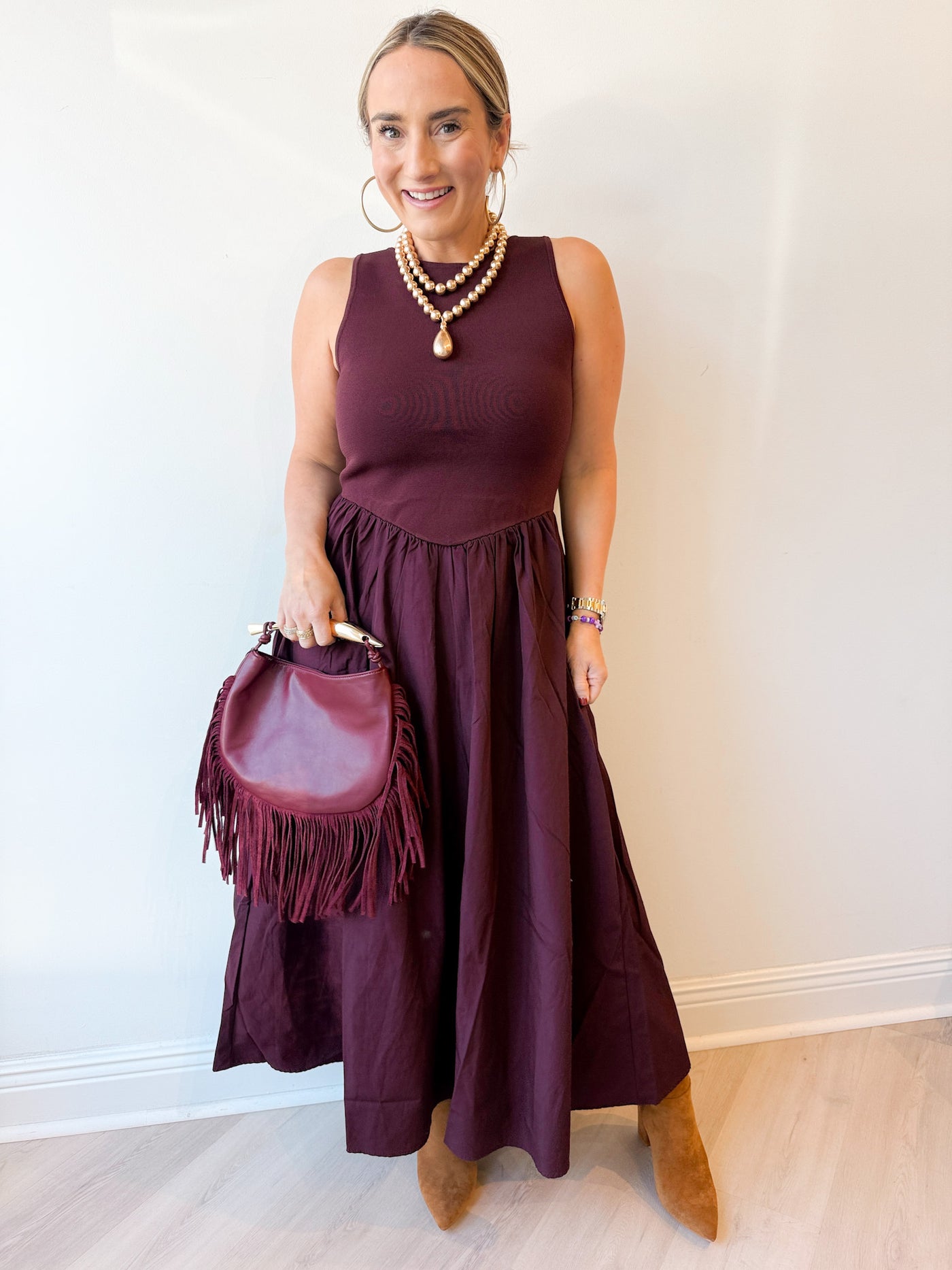 Manda Mixed Media Midi Dress
