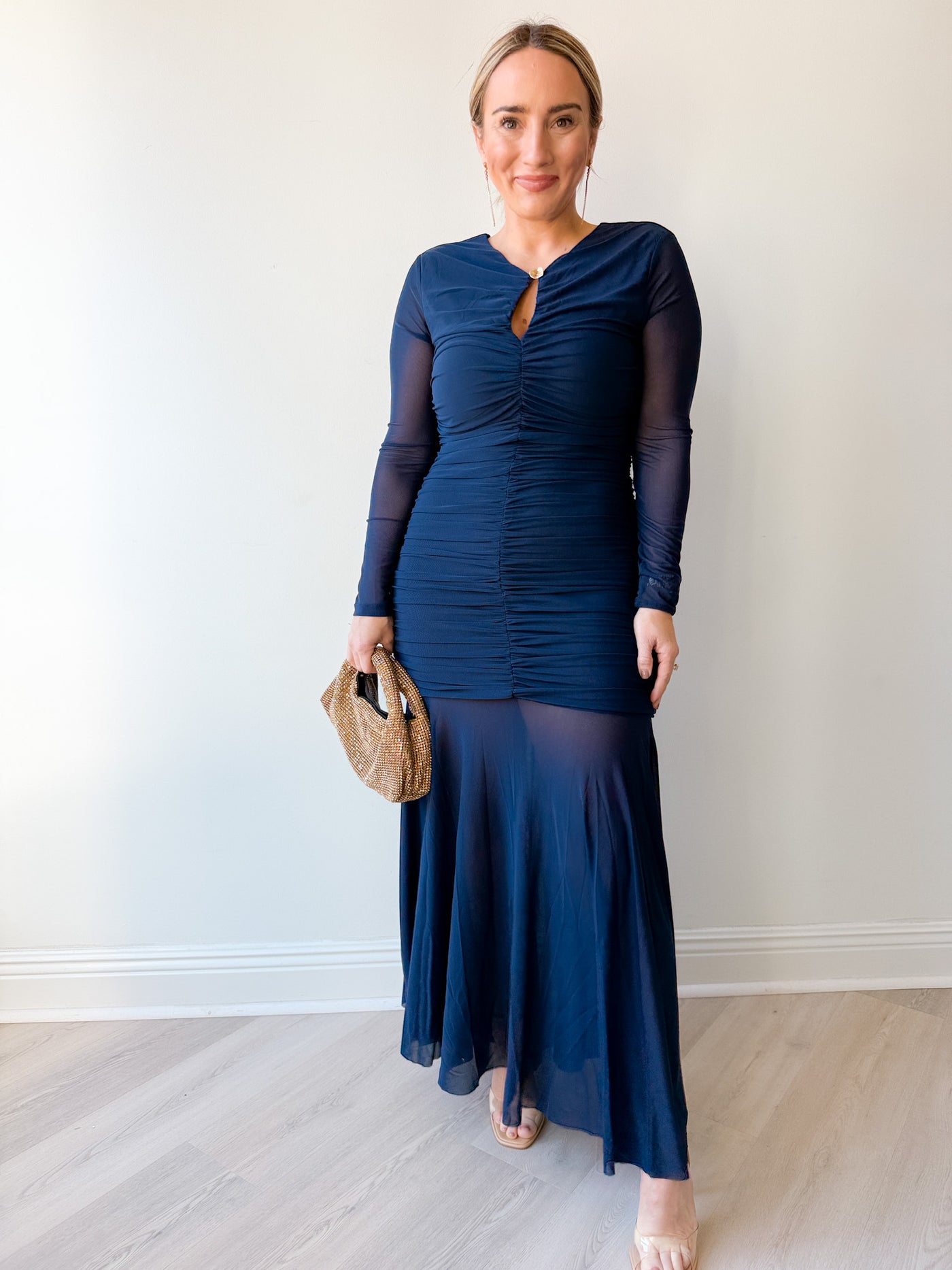 Yasmine Ruched Long Sleeve Dress