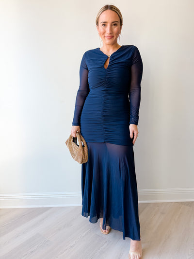 Yasmine Ruched Long Sleeve Dress