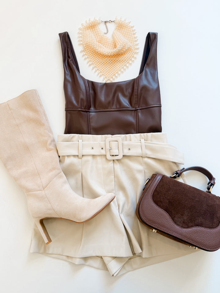 Alana Vegan Belted Shorts