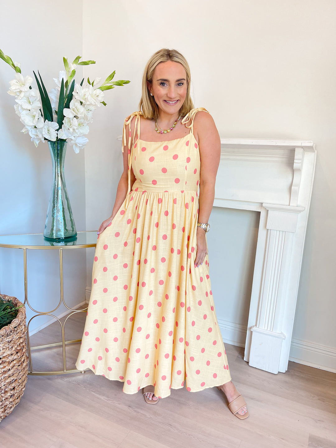 Aliyah Polka Dot Midi Dress