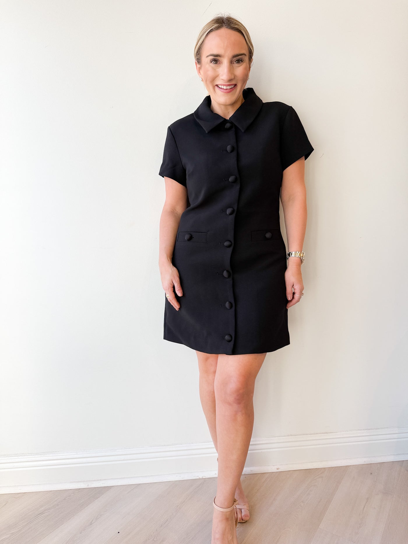 Button Collar Mini Dress