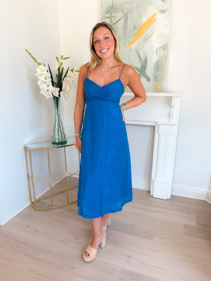 Abigail Embroidered Emipre Midi Dress