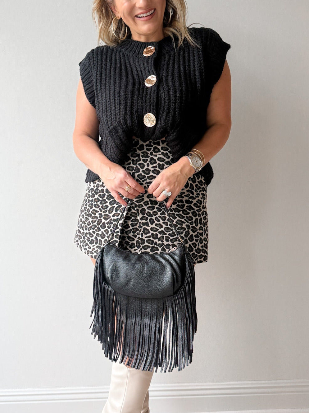 Fallon Fringe Bag Black BK