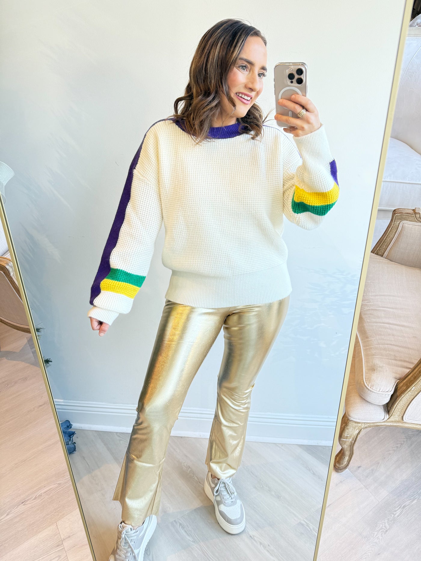 Mardi Gras Colorblock Sweater