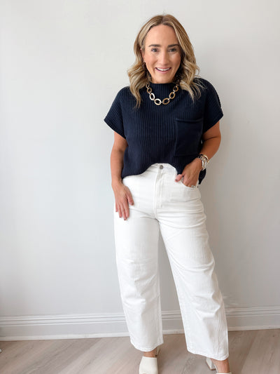 Kristen Mock Neck Pocket Sweater NAVY