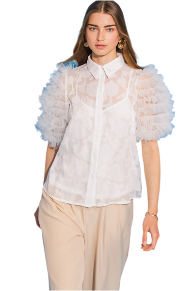 Fam Jacquard Tulle Slv. Shirt