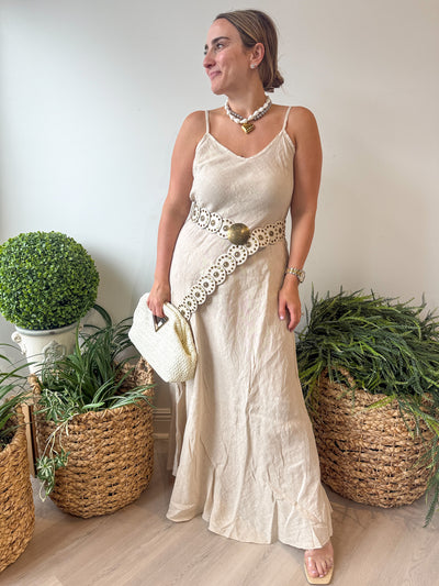 Aria Linen Maxi Dress beige