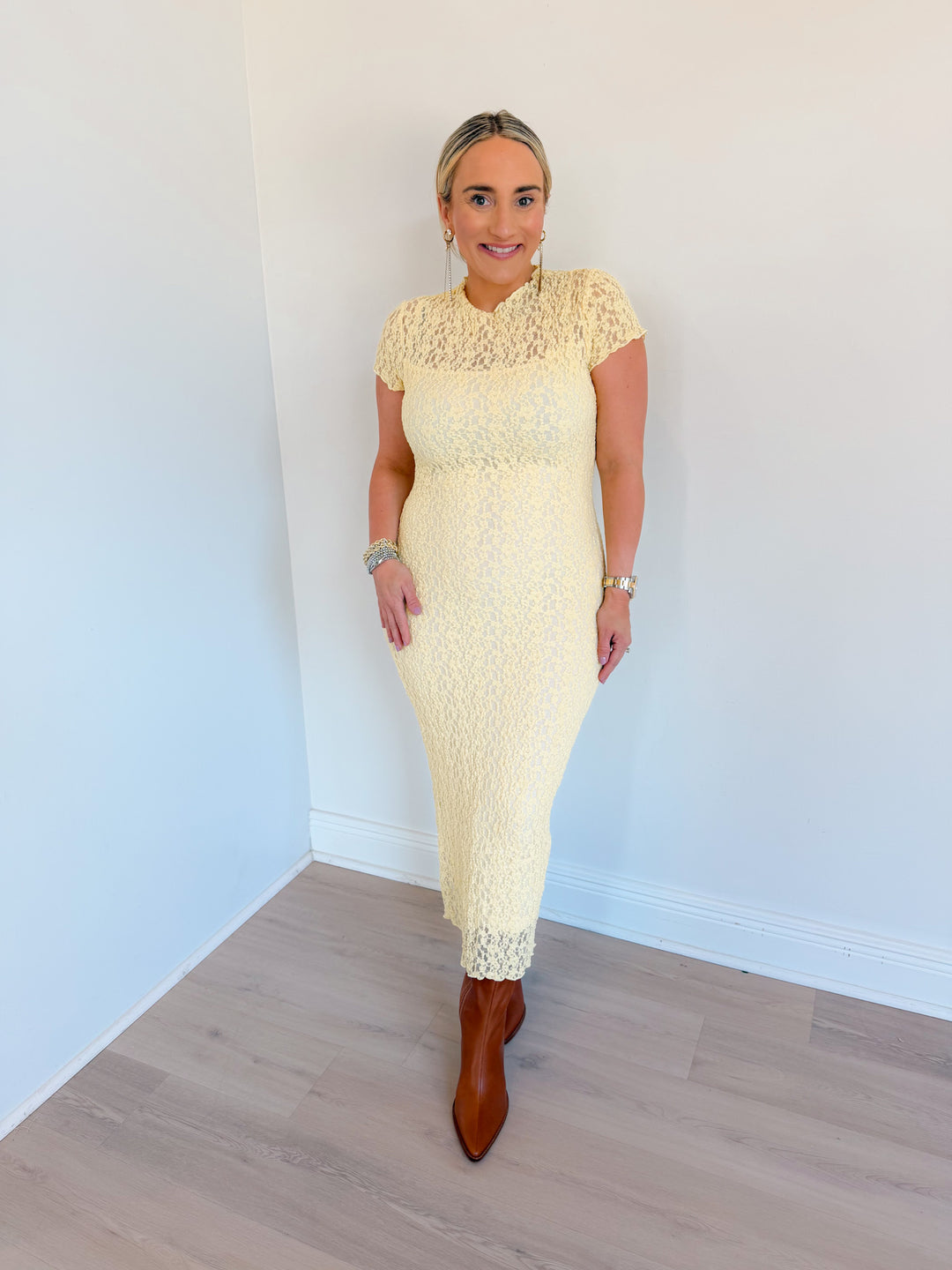 Alice Sheer Lace Midi Dress