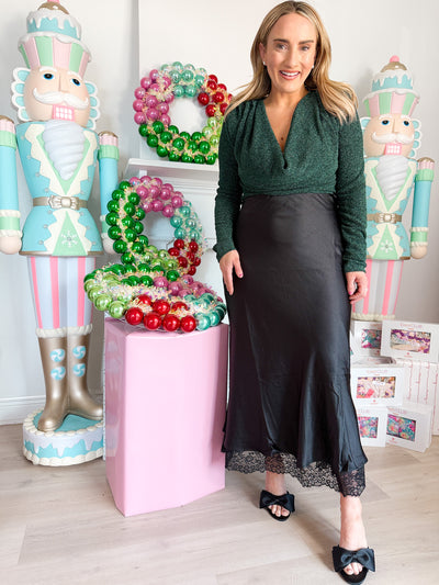 Katherine Layered Lace Trim Midi Skirt