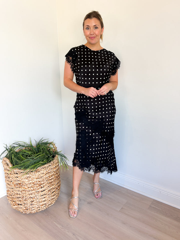 Estelle Midi Lace Trim Dress
