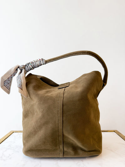 Suede Bucket Bag Olive