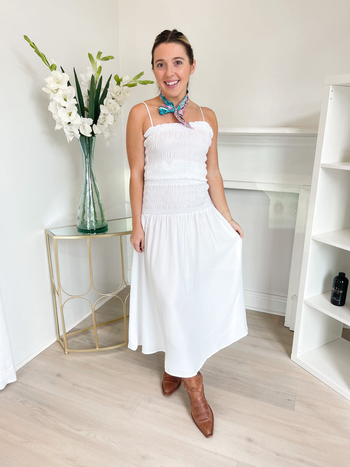 Hope Smocked Tank White