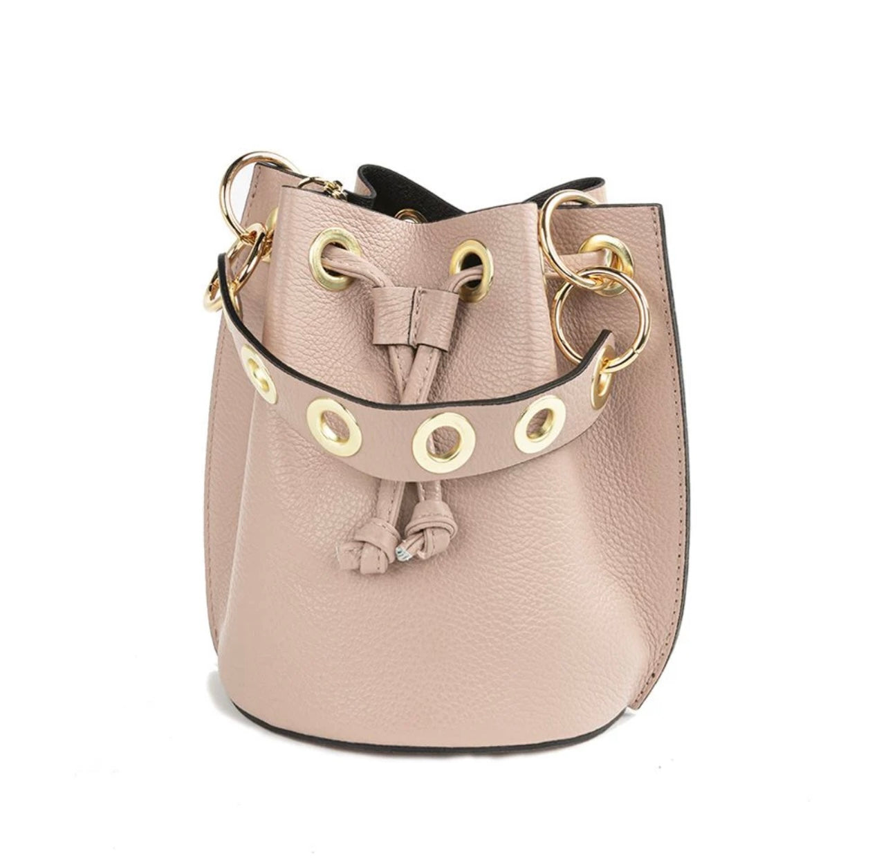 Small Leather Bucket Bag nude 8x7x7