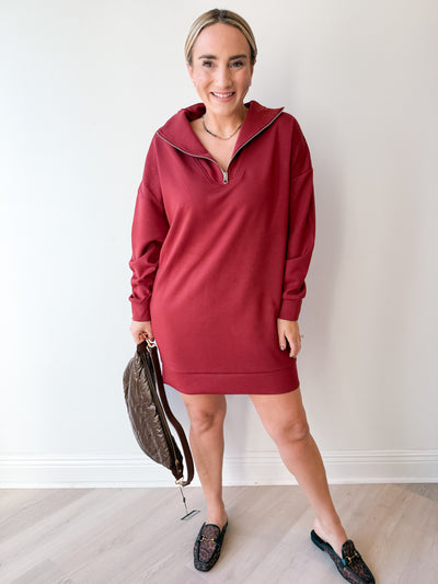 Seanni Half Zip Mini Dress chili