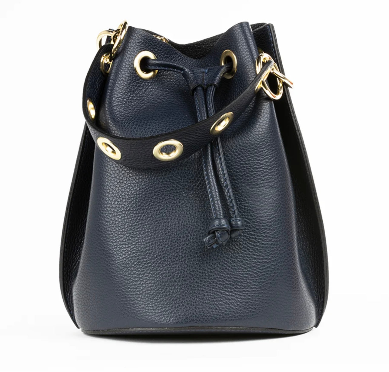 Big Leather Bucket Bag navy blue