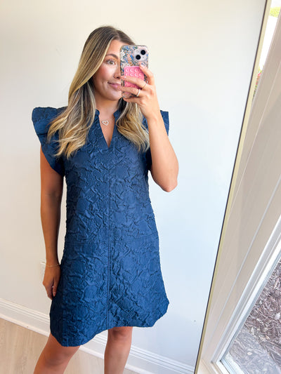 Grace Flutter Slv. Textured Dress