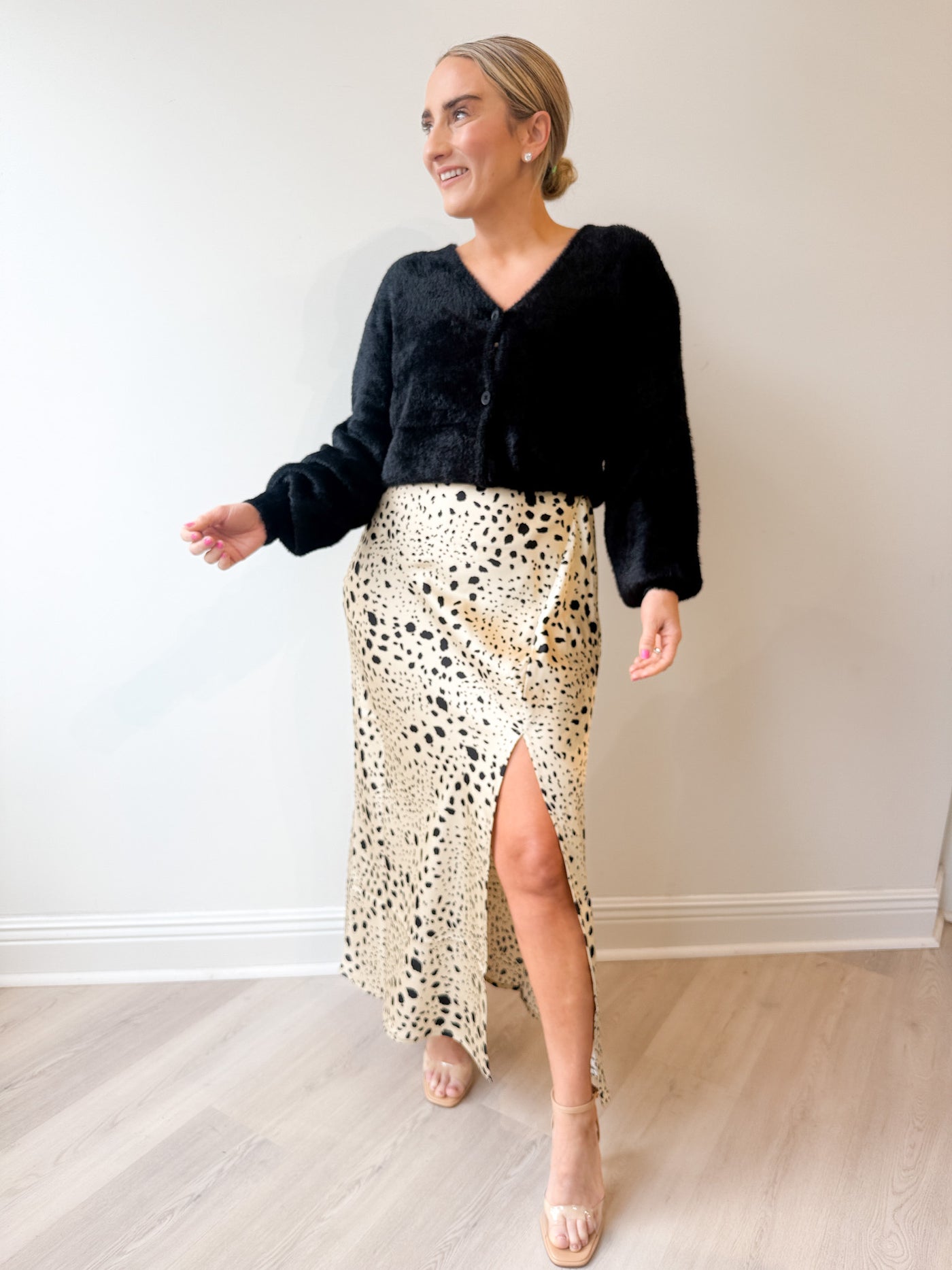 Sadira Fluffy Cardigan Black