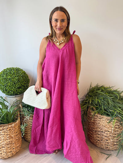 Amy Linen Maxi Dress berry