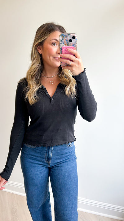 Bunny Everyday Daze V-Neck L/S Pointelle Henley
