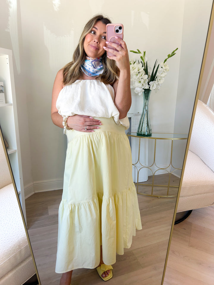 Demi Tiered Maxi Skirt Lemon