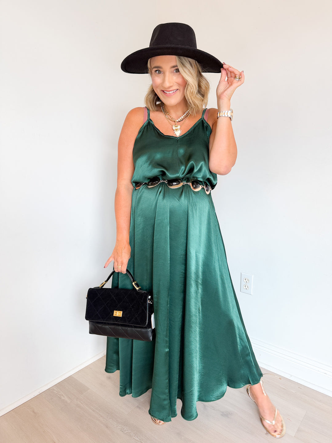 Cele Silk Maxi Dress hunter green