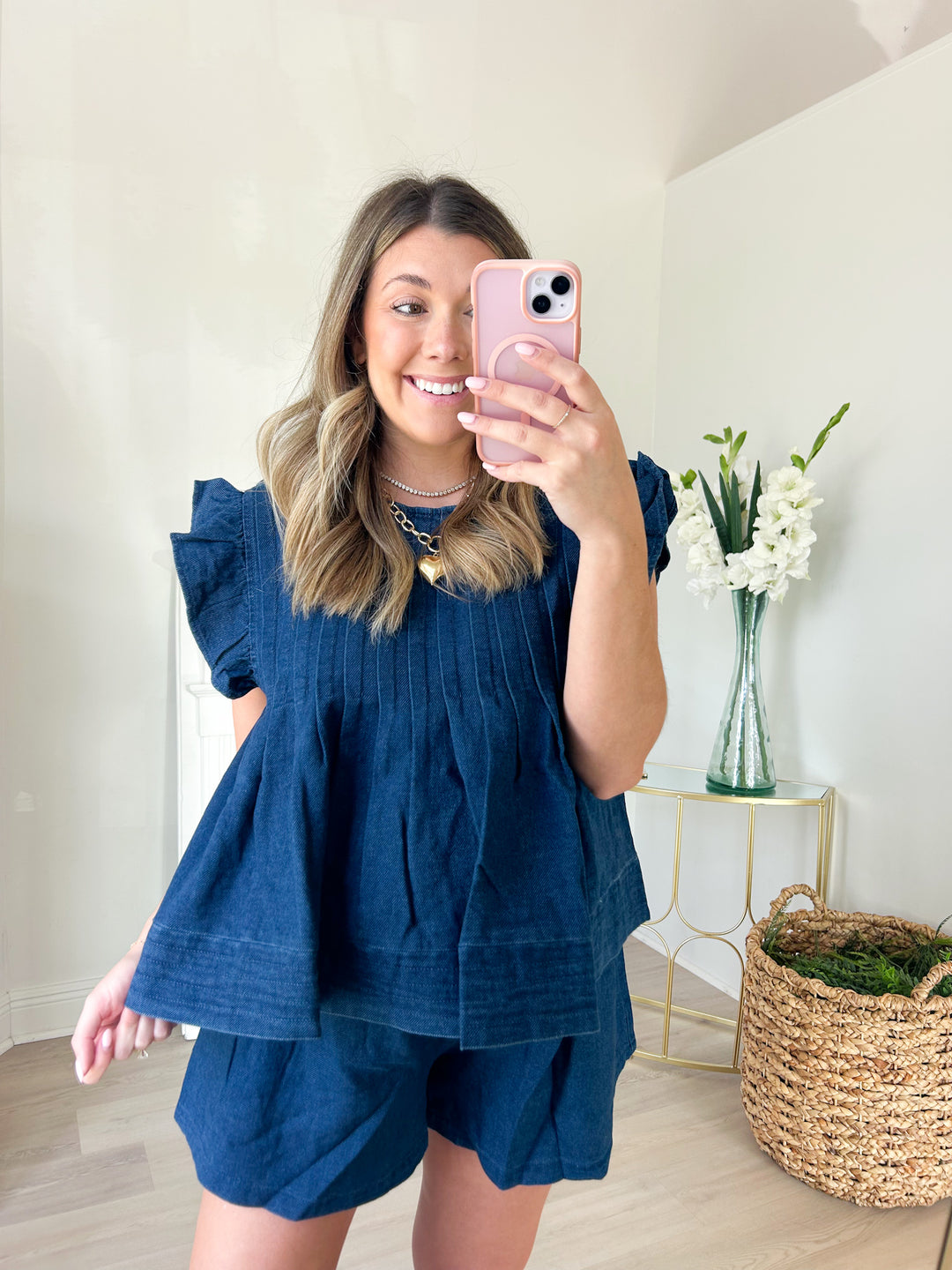Elise Ruffle Pleated Detail Top
