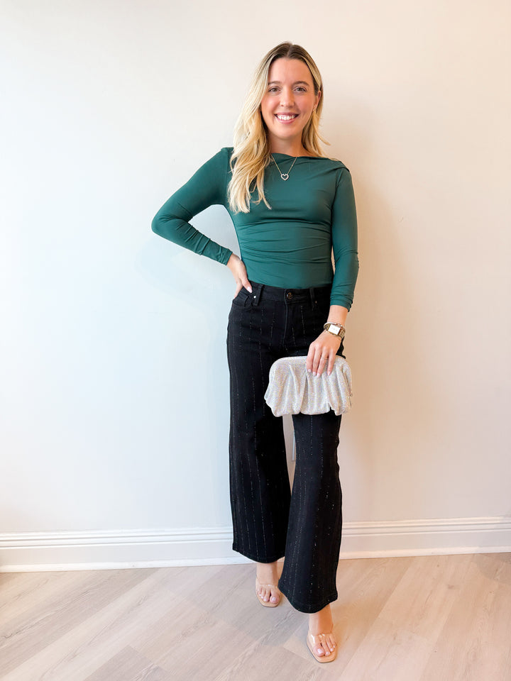 Katelyn High Rise Crop Rhinestone Pants
