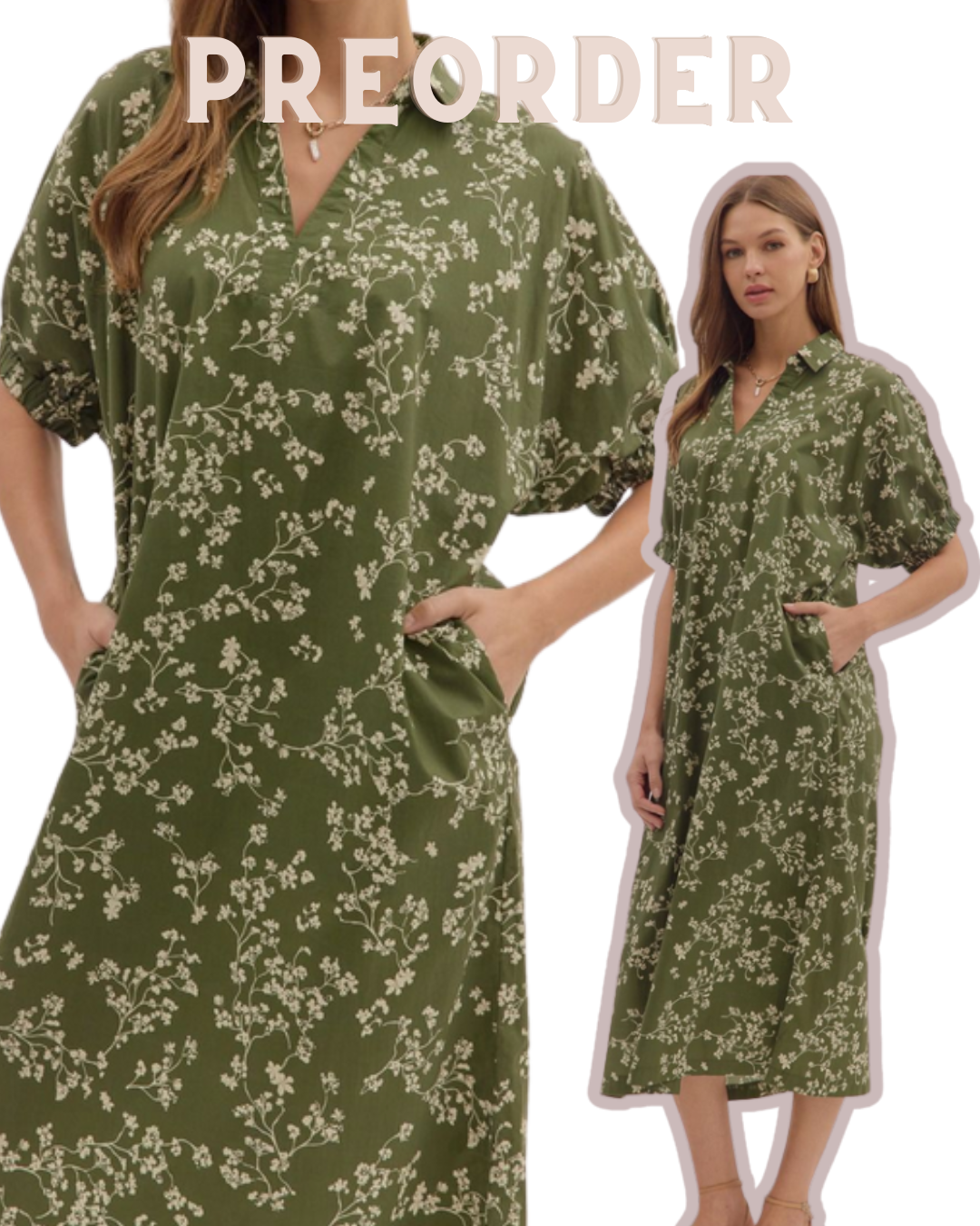 Nora Floral V-Neck Midi Dress