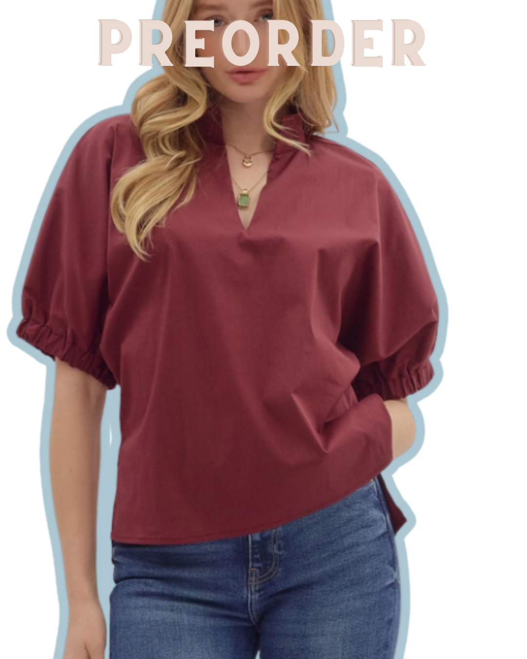 Lyla Puff Slv. V-Neck Top