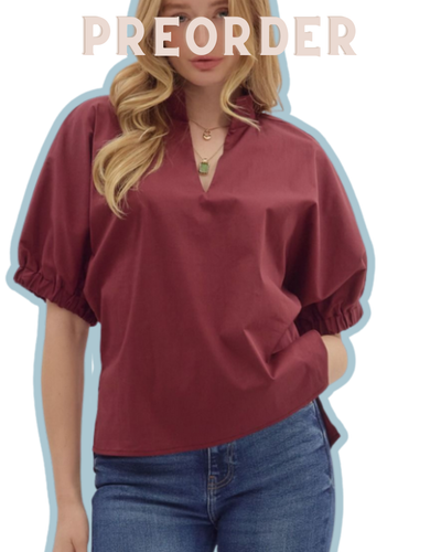 Lyla Puff Slv. V-Neck Top