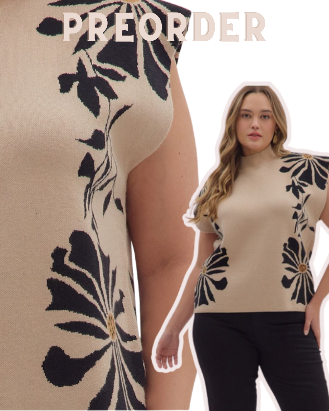 Jana Floral Pattern High Neck Sweater