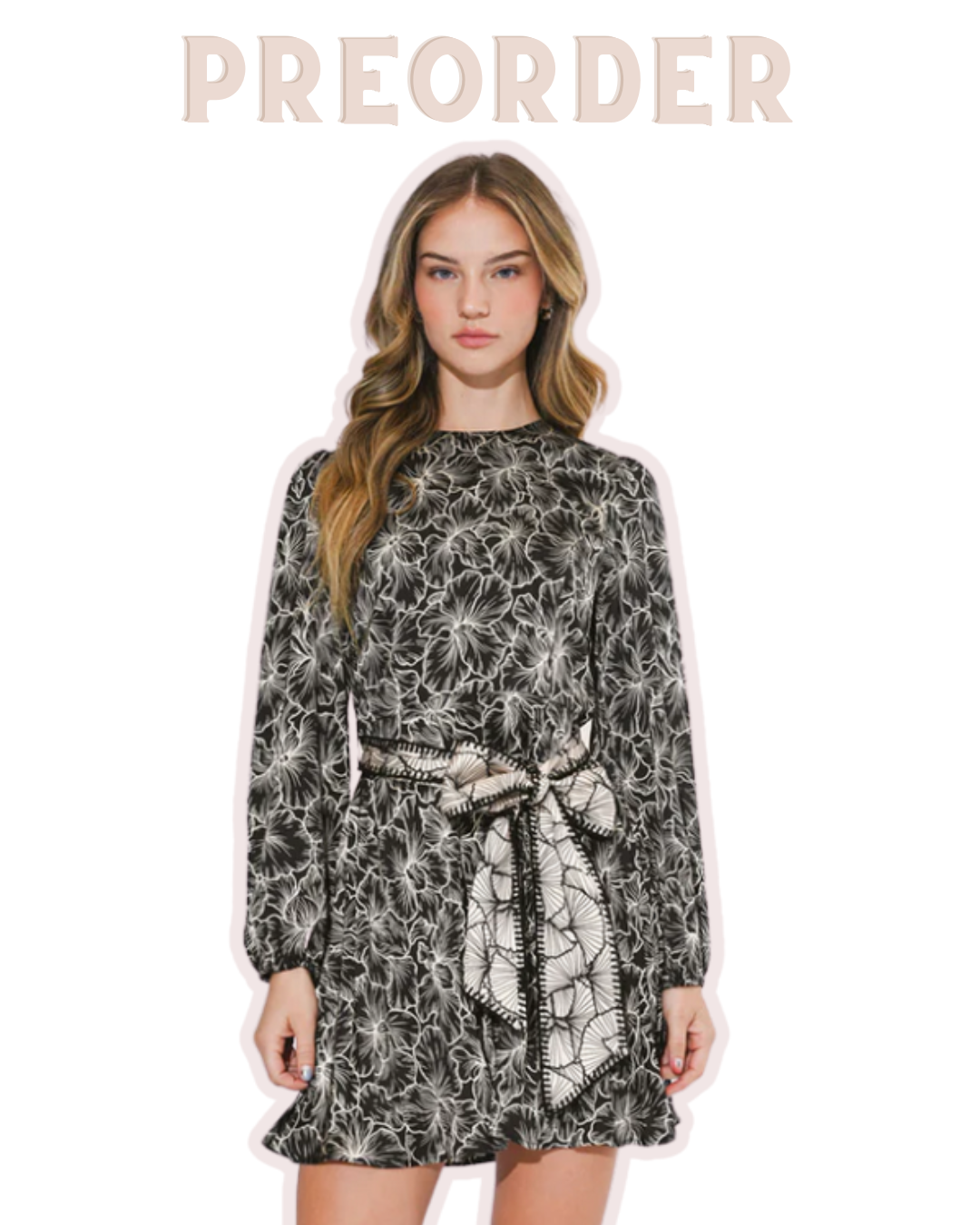 Sasha Pleated Lng. Slv. Mini Dress