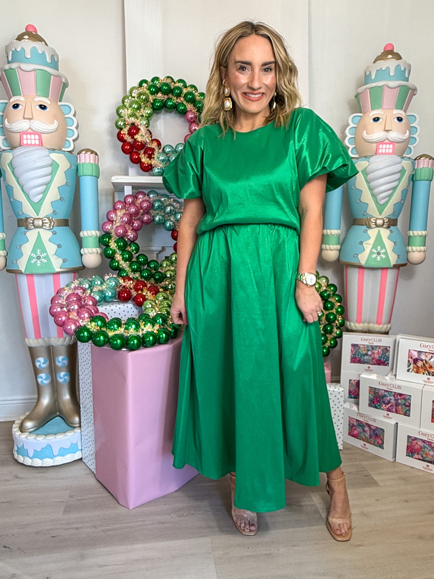 Camdyn Bubble Hem Top green