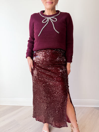 Janet Rhinestone Knit Bow Top