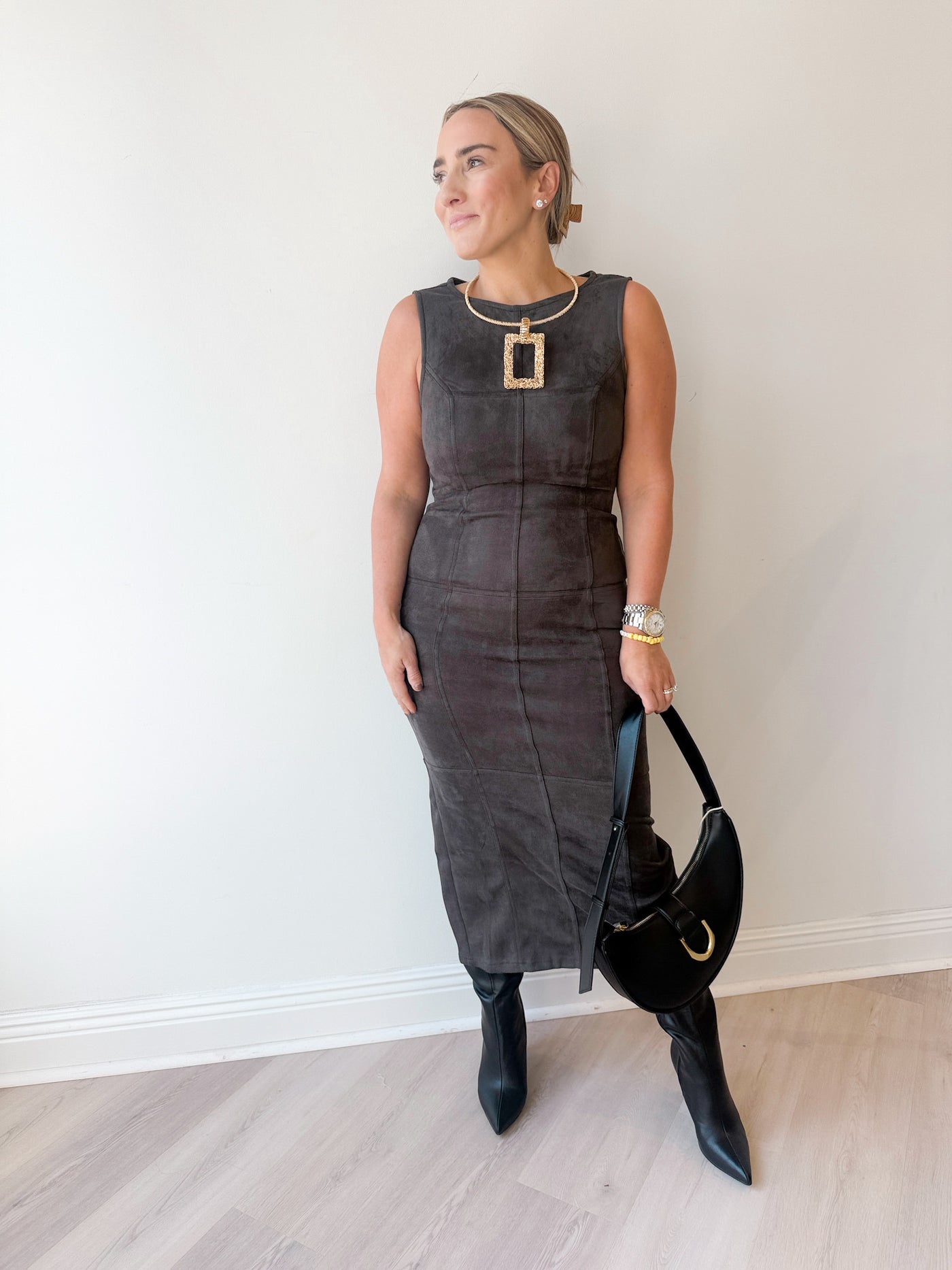 Sara Suede Midi Dress
