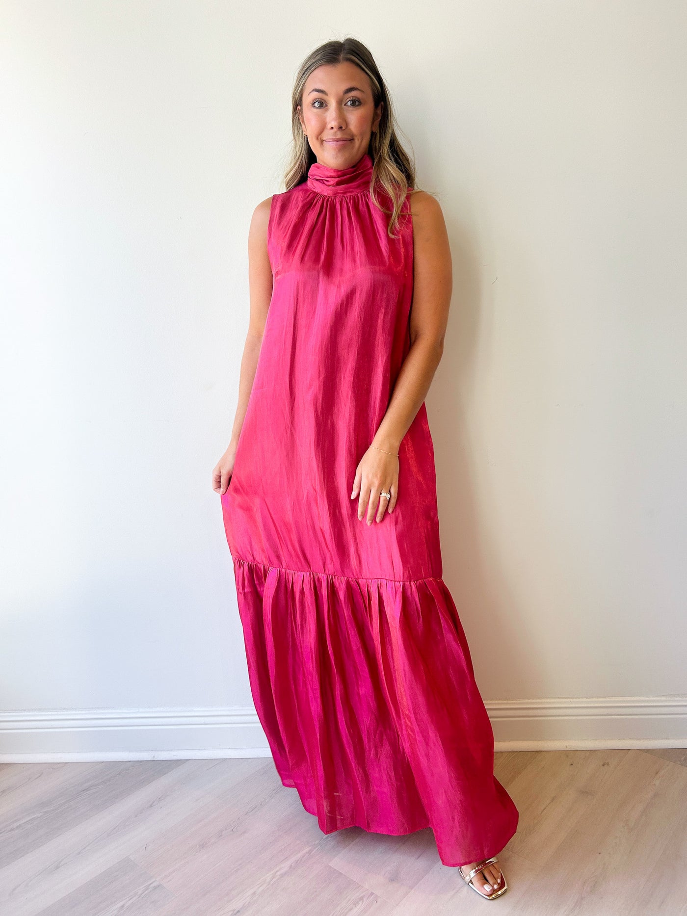 Maeva Organza Mockneck Maxi Dress