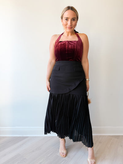 Deaile Contrast Layered Pleated Skirt
