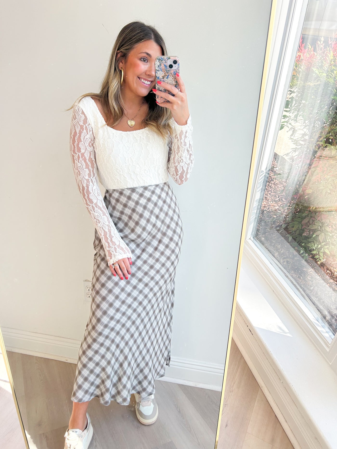 Sydney Plaid High Waist Midi Skirt