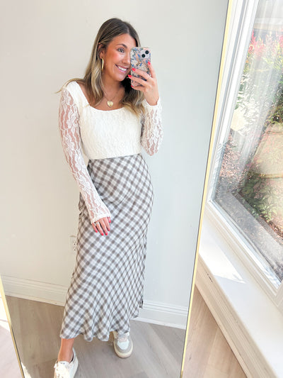 Sydney Plaid High Waist Midi Skirt