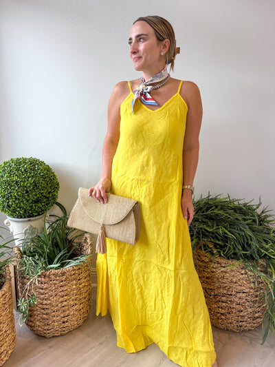 Aria Linen Maxi Dress yellow