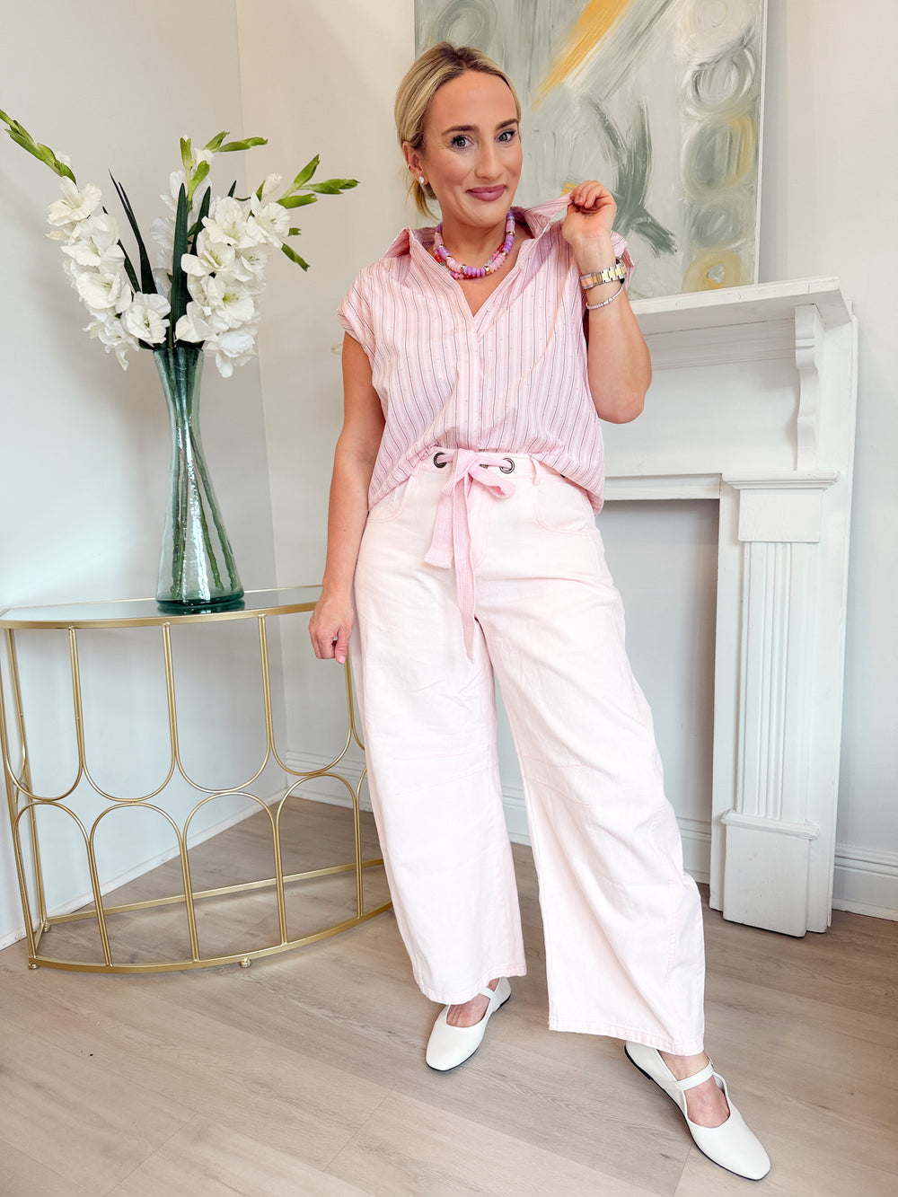 Claire Rhinestone Top peach
